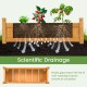 Wooden rectangular garden bed with drainage system, made of fir wood, 19.5-gallon capacity, ideal for outdoor planting.