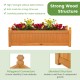 Wooden rectangular garden bed made of fir wood with drainage system, ideal for outdoor use in gardens or balconies.
