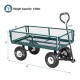 Heavy duty garden utility cart with steel mesh crate, 10-inch rubber wheels, and 440-lbs capacity for easy transport.