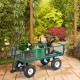 Heavy duty garden utility cart with rubber wheels, steel mesh crate, and cushioned grip handle for easy transport.