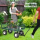Heavy duty garden utility cart with 10-inch rubber wheels, 440-lbs capacity, and foldable design for easy transport.