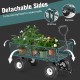 Heavy duty garden utility cart with detachable sides, featuring a steel mesh crate and 10-inch rubber wheels for easy.