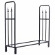 Heavy-duty 4 feet outdoor firewood storage rack made of black powder-coated steel for neat wood stacking and.