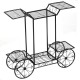 6-tier garden cart flower rack in black metal, ideal for indoor or outdoor plant display and storage.