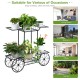 6-tier garden cart flower rack in black, ideal for indoor and outdoor plant display and storage on patios or balconies.