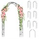 Garden arch trellis shown in various assembly options, designed for climbing plants with a durable black metal frame.