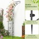Black garden arch arbor trellis for climbing plants, featuring a sturdy metal frame and pointed ends for easy soil.