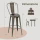 Stackable metal bar stool with removable backrest, gun color, featuring ergonomic design and heavy-duty frame for.