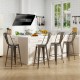 Set of 4 gun metal bar height chairs with removable backrests, perfect for kitchen or dining areas.