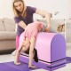 Gymnastics vaulting box in purple with a detachable mat, used for training by kids aged 3-10 years at home or gym.