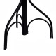 Close-up of the sturdy black metal base of a vintage coat hat tree stand, featuring a stylish design with six hooks.