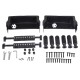 Foosball table assembly parts including scoring devices, rods, and player figures for the 37-inch indoor competition.