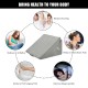 Adjustable gray memory foam bed wedge pillow for back support, featuring a removable cover and ergonomic design for.