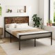 Full/Queen bed with rustic headboard and footboard, featuring a heavy-duty metal frame and ample under-bed storage.