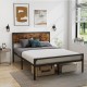 Full/Queen bed with rustic headboard and footboard, heavy-duty metal frame, and ample under-bed storage for a cozy.