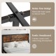 Rustic headboard and footboard of the Platform Full/Queen Bed with noise-reducing foam pads for a cozy atmosphere.