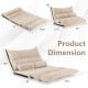 Adjustable floor sofa bed in beige with 42-level backrest and two lumbar pillows, perfect for versatile seating.
