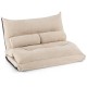 Adjustable floor sofa bed in beige with two lumbar pillows, featuring a 42-level adjustable backrest for versatile.
