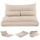 Beige adjustable floor sofa bed with a sleek design and two lumbar pillows, ideal for cozy lounging in any space.
