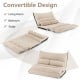 Adjustable floor sofa bed in beige with two lumbar pillows, featuring a 42-level adjustable backrest for versatile use.