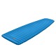 Blue 3-inch thick inflatable camping sleeping pad, waterproof and durable, ideal for outdoor activities like hiking and.