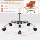 Brown PU covered office chair with 360-degree swivel and 5 durable casters for easy movement and adjustable height.