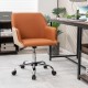 Brown PU covered office chair with adjustable height, sponge padded cushion, and ergonomic armrests for comfortable.