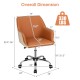 Dimension chart of the PU covered office chair showing adjustable height, sponge padded cushion, and sturdy base.
