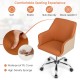 Close-up of the brown PU covered office chair showcasing its waterproof cover and high-density sponge padding for.