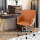 PU covered office chair in brown with adjustable height, sponge padded cushion, and ergonomic design for comfort.