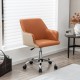 PU covered office chair in brown with adjustable height, sponge padded cushion, and ergonomic armrests for comfort.