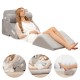 Gray 4-piece bed wedge pillow set with movable headrest for back, neck, and leg pain relief, ideal for various settings.