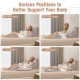Multifunctional gray wedge pillow set showing various support positions for back, neck, and leg pain relief.