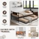 Twin size 2-in-1 daybed frame with pullout trundle, sturdy carbon steel, ideal for living room or bedroom use.