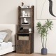Rustic brown 6-tier bookshelf nightstand showcasing open shelves and a cabinet, perfect for bedside storage and.