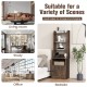 6-tier rustic brown bookshelf nightstand with charging station, featuring open shelves and a cabinet for versatile.