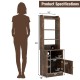 6-tier bookshelf nightstand in rustic brown with charging station, cabinet, and adjustable shelves for versatile.