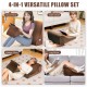 4-in-1 versatile brown bed wedge pillow set for back, leg, and neck support with tablet stand and side pockets.