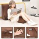 Brown bed wedge pillow with tablet stand, side pockets, and high resilience foam for versatile support and comfort.
