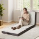Tri-fold foam mattress in gray, featuring a washable cover, ideal for yoga, guest sleeping, and space-saving storage.