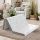 Tri-fold cooling gel memory foam mattress with breathable bamboo cover, ideal for portable sleeping and lounging.