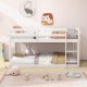 Twin size white bunk bed with high guardrails and integrated ladder, perfect for kids' rooms and space-saving solutions.