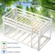 Twin size bunk bed in white with solid wood frame, high guardrails, and integrated ladder for kids' rooms.