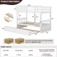 Twin over twin bunk bed in white with pull-out trundle, solid pine wood frame, and built-in ladder for easy access.