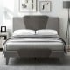 Front view of the Full/Queen/Twin velvet upholstered bed frame, showcasing the high headboard and modern color clashing.