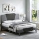 Full size velvet upholstered bed frame with high headboard, featuring a modern design and strong metal support.