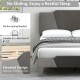 Full size velvet upholstered bed frame with high headboard, featuring an elevated design for mattress stability and.