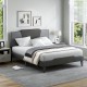 Queen size velvet upholstered bed frame with high headboard, featuring a modern design and strong slat support.