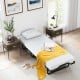 Twin size folding bed with a 4-inch foam mattress, lockable wheels, and a cozy yellow throw for versatile sleeping.