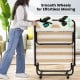 Twin size folding bed with foam mattress and lockable wheels, showcasing smooth wheels for effortless moving and.